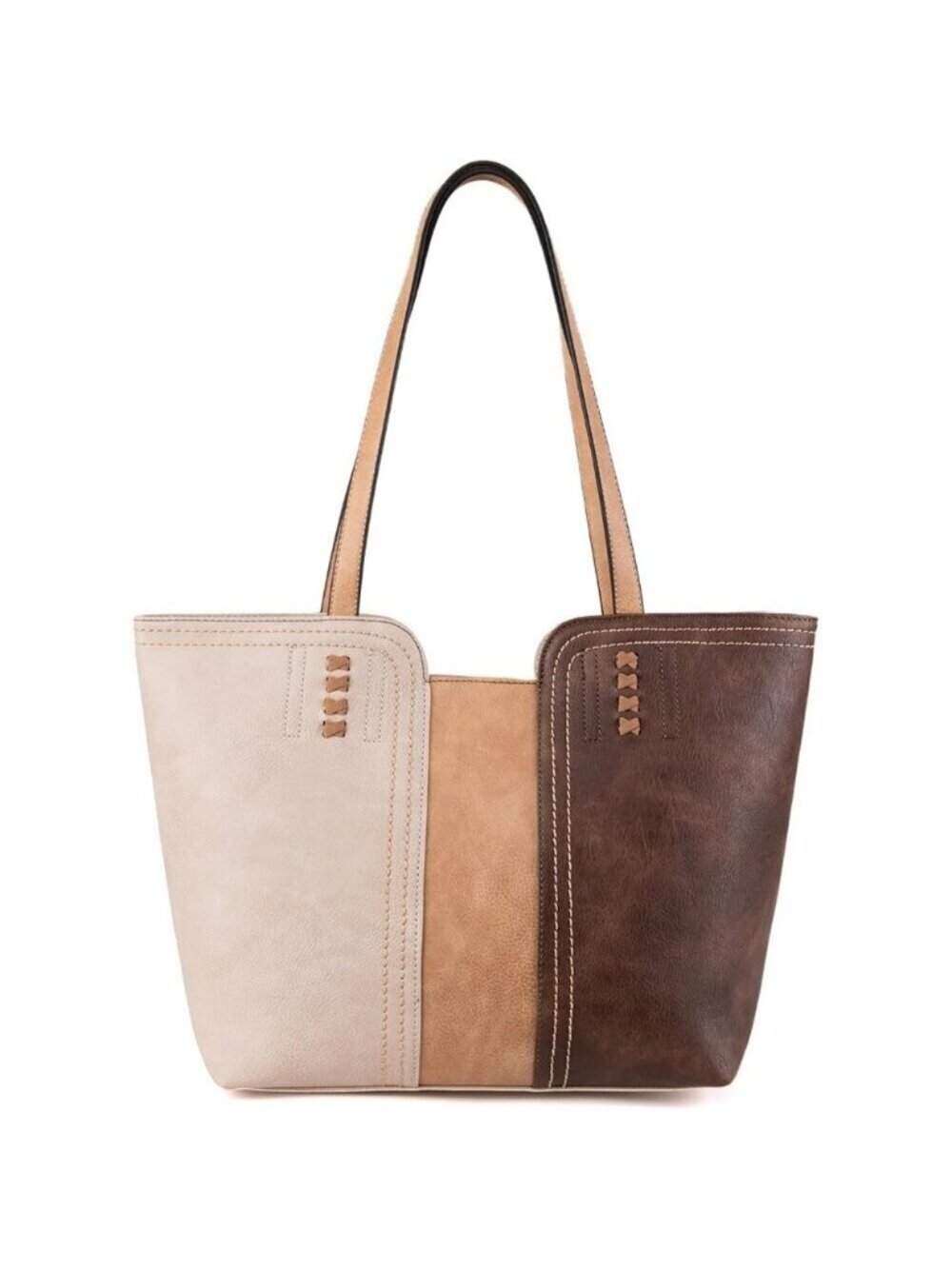 Oversized Three Chocolate Tote Bag for Women Top Handle Shoulder Satchel Handbag